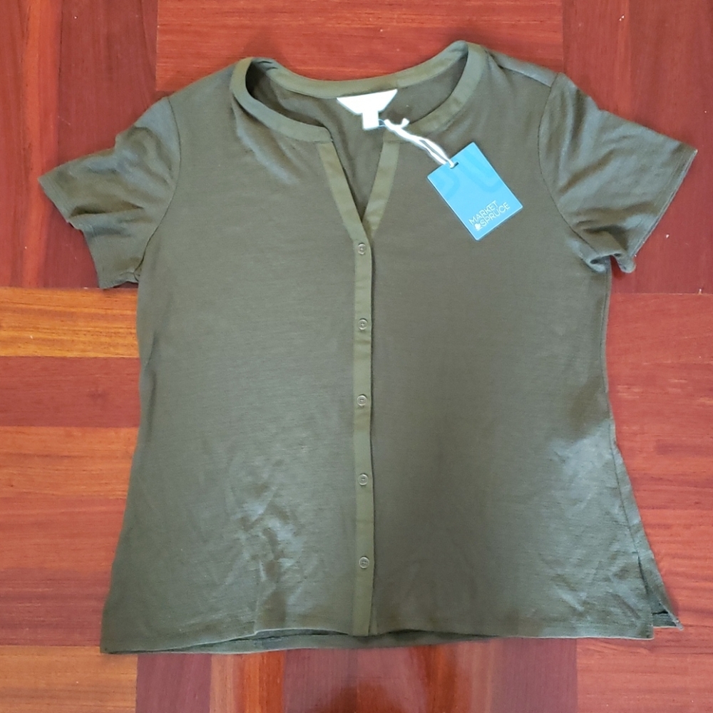 Green knit button-up top sz XL or 16/18